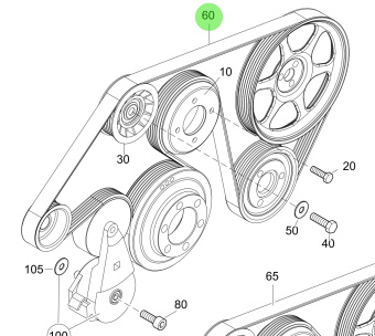 Steyr 2179951-0 - Poly-V Belt L=1885 for MO306H198, MO286H43, MO156K25, MO126K25 Engines
