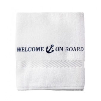 Captain's Collection Bath Towel Welcome On Board Embroidered 70 x 140 cm White