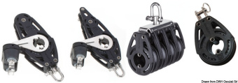 Viadana Composite Ball Bearing Double Fiddle Block with Becket and Cam Cleat for Rope up to 12 mm, 57 mm Sheaves