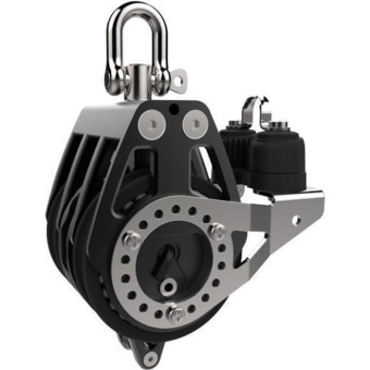 Lewmar 29901830BK - Racing Triple Block with Ratchet, Becket and Cleat - 80 mm
