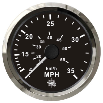 Osculati 27.326.10 - Pitot Speedometer 0–65 MPH, Black Dial & Glossy Bezel, Ø96 mm