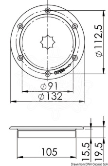 Osculati 20.103.50 - Inspection hatch AISI 316 passage 91 mm
