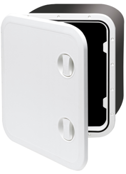 Allpa Plastic Hatch, 459x514x330mm, 2x Handle, 180°, White (Cover And Hinge Removable)
