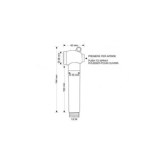 Barka Hand Shower 1/2 M On, Off Button Black