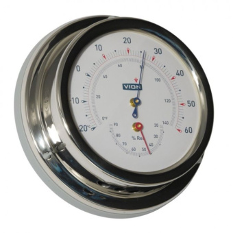 Vion Thermometer / Hygrometer Stainless Steel Including Wall Mount Ø127 mm
