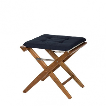 Teak Folding Director's Stool Navy Deluxe