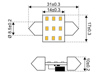 Talamex LED 9 Festoon 10-30V 31mm 2700K