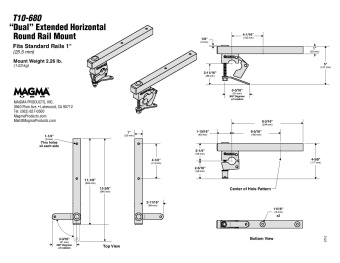 Magma T10-680 Dual Extended Horizontal Round Rail Mount Ø25mm