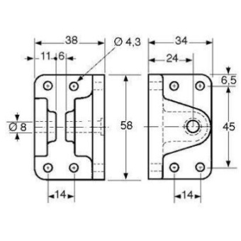 Grey Polyamide Bracket With ø8.1 mm Zinc-plated Steel Pin