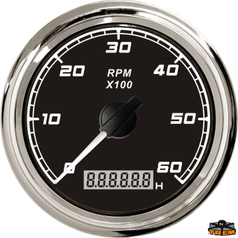 Trem L3280402 - Black Tachometer with Hour Meter Inner Diameter 85 mm 0-4000 RPM Diesel