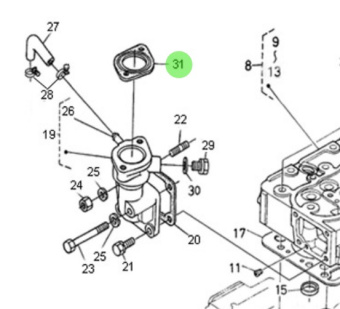 Nanni Diesel 970301730 - Flange Gasket for Heat Exchanger and Cylinder Head Assemblies