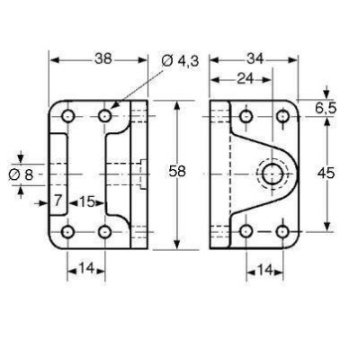 Grey Polyamide Bracket With ø8 mm Zinc-plated Steel Pin