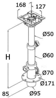 Osculati 48.421.01 - Removable tri-telescopic Table Pedestal 290/690 mm