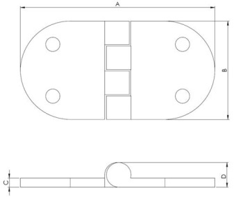 Hollex Hinge Oval 75x38mm