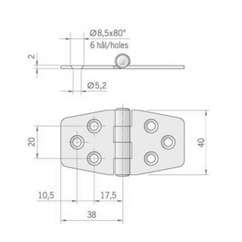 Roca Hinge 76X40 mm Standard