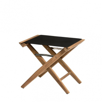 Teak Folding Director's Stool Zwart Canvas