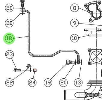 Bukh 008E9158 - Turbocharger Lubrication Pipe for DV32 Engines