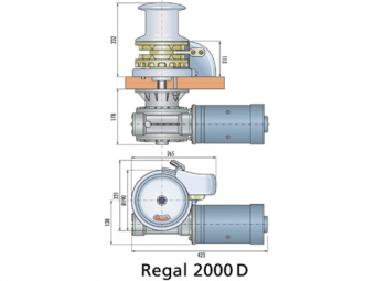 Quick Regal Vertical Windlass 2000W/24V/12mm With Gypsy and Drum, Chain Port Side