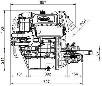 Solé Marine Diesel Engine Mini 33 With Technodrive Gear Box TMC60P, R=2.83:1