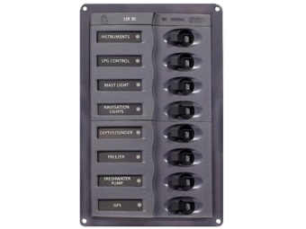 BEP 901V - Circuit Breaker Panel DC 12V 8x Single Pole Vertical