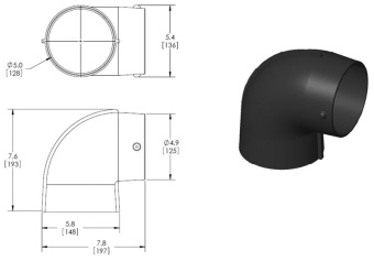 MSI A5-90 90° ABS Plastic Adapter Elbow 5" ID Adapter Inlet - 5" Hose Outlet