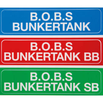 Marine B.O.B.S. Bunker Tank Identification Sticker Set, BB & SB, Soft PVC, 65×18 mm, 3 pcs