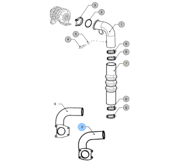 Vetus VFP01684 - Exhaust Pipe for Stern Drive Volvo SX-M