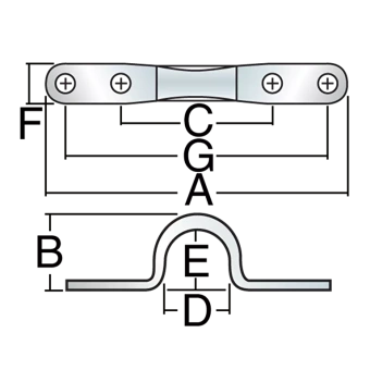 Harken 074 - Eyestrap Double Fastener Stainless Steel 38mm With 4 Mounting Points