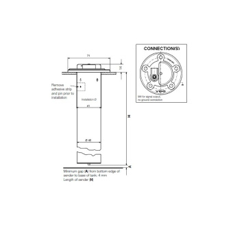 VDO 224-011-000-500G - Ø54mm Fuel Tubular Sender 500mm