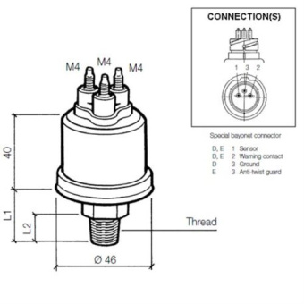 VDO 360-081-063-003C - Pressure Sender 16Bar (Insul) WC5.5 M18 x 1.5