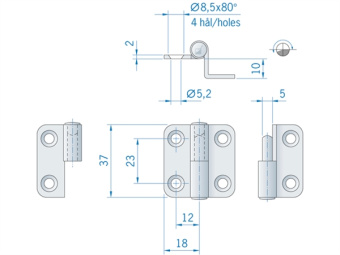 Lift-Off Offset Hinge ROCA 36 x 37mm Stainless Steel