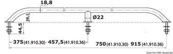 Osculati 41.910.30 - Oval Pipe Handrail AISI316 External Screws 750 mm