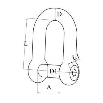 Hollex D-Shackle Forged With Hexagonal Bolt 5mm Stainless Steel 316