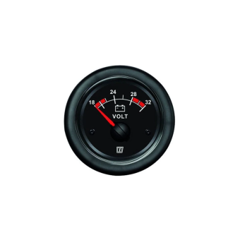 Vetus VLT24B - Voltmeter, Black, 24 V (20-32V), Mounting Hole Ø 52 mm