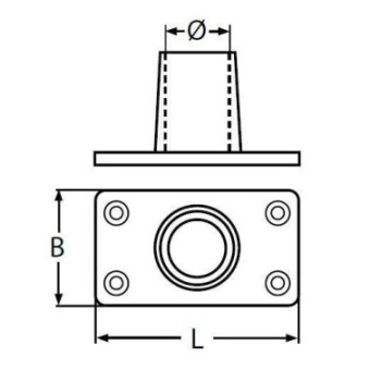 Rectangular Hand Rail Pipes Base Fitting A4 90° Ø22mm