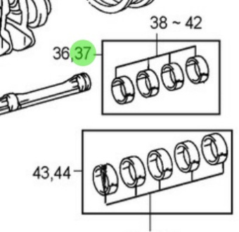 Nanni Diesel 970313978 - Connecting Rod Bearing Set Oversize 0.50 for T4 Engines