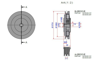 Albin 05-59-033 - Pedestal Electromagnetic Clutch, 24V 2xA 7" Pulley