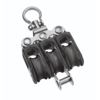 Barton N00331 - Triple Swivel Block with Becket Size 0 20mm – Plain Bearing, 3x Ø20mm Sheaves, Max Rope 6mm