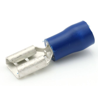 Female Spade Terminal Connector - Blue, 6.3 x 0.5 mm, 100 pcs