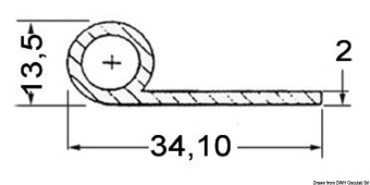 Osculati 66.025.02 - Rubbing Strake 2x34.1x13.5 mm Grey RAL 7035 (24 m)