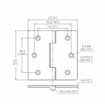 Marine Town Stainless Steel Hinge 127x127 mm