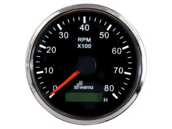 Wema 110955 - Silverline Tachometer With Hourmeter 8000 RPM Black
