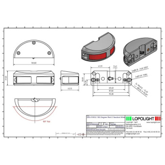 Lopolight 200-016G2 - Red Navigation Light 180° 2 NM Vertical Mount Anodized Aluminum