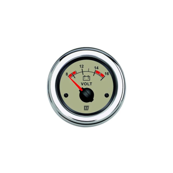 Vetus VLT12N - Voltmeter, White, 12 V (10-16V), Mounting Hole Ø 52 mm