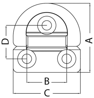 Osculati 39.870.01 - Folding Pad Eye 46x46 mm 6 mm Ring Breaking Load kg 2200