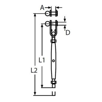 Turnbuckle A4 M10 x Ø5mm Articulated Crimping Clevis - Closed Body