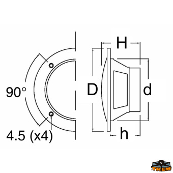 Trem L4680126 - Pair of Watertight Loudspeakers Black Colour 4" H54 mm