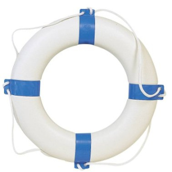 Trem White Decorative Buoy With Blue Stripe