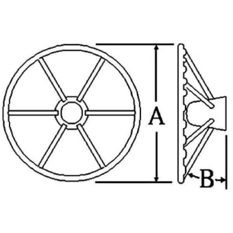 Allpa 3-Spoke Wheel 'Delfino' Silver Aluminum With White Vinyl Rim, Ø340mm, Depth 95mm