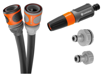 Gardena Textile Hose Liano Life Set with Cleaning Nozzle and Adapters 30m